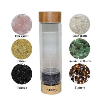 NOVE Ustvarjalne 450 ml Naravni Kristal, kamen, steklo, voda bottel Zdrave Energije, Vode Pokal bambusa quartz Prenosni