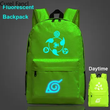 Novo Fluorescentno Žareče Naruto Sasuke Fant Šolsko torbo Ženske Bagpack Najstnikov Schoolbags Moških, Otrok, Študentov Nahrbtniki