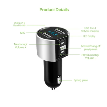 Onever FM Oddajnik Aux Modulator Prostoročno opremo Bluetooth Car Kit Car Audio, MP3 Predvajalnik s 3,4 Hitro Polnjenje Dvojno USB Avto Polnilec