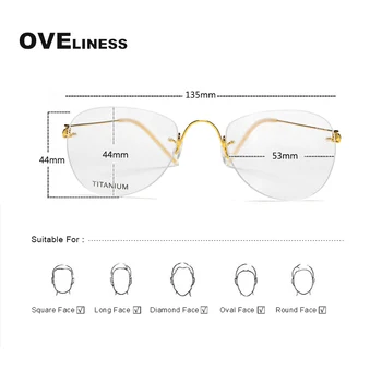 Optični Retro Očala iz Titana Okvir Ženske Moški Modni očala okvirji Ultralahkih Kratkovidnost Recept rimless očala očala
