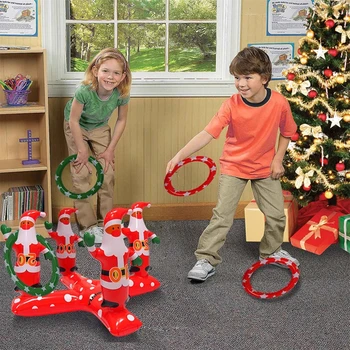 Otrok Ring-kretnjo Igrača Napihljivi Božično Drevo Santa Claus, Metanje Igre Igrače Y4UD