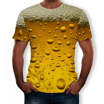Pivo pijače 3D tiskanje moda za moške in ženske kratke oplaščeni T-shirt mehkega materiala na prostem priložnostne svoboden O-vratu moška oblačila