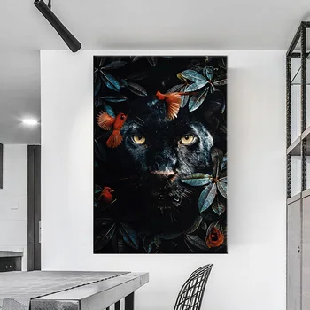Platno Slikarstvo Živali Black Panther Leopard Wall Art Platno Slikarstvo Nordijska Plakatov Tiskanje Stenske Slike Za Dnevna Soba Dekor