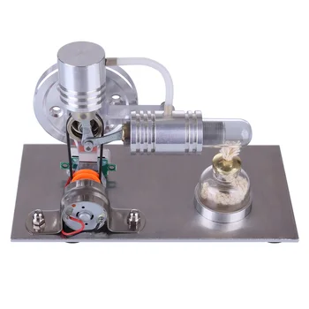 Po meri L-Shaped Stirling Motor Model Znanost Eksperiment Izobraževalne Igrače, z Napetost Digitalni Prikaz Meter in Žarnice - Srebrna