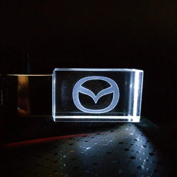 Po meri Logo Mazda avto crystal + kovinski USB flash drive pendrive 4GB 8GB 16GB 32GB 64GB 128GB Zunanji pomnilnik memory stick u disk