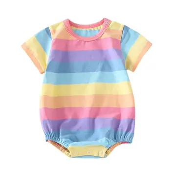 Poletje Baby Girl Boy Mavrica Trak Bodysuits Dojenčka Oblačila Obleko Poletje Novorojenčka Oblačila
