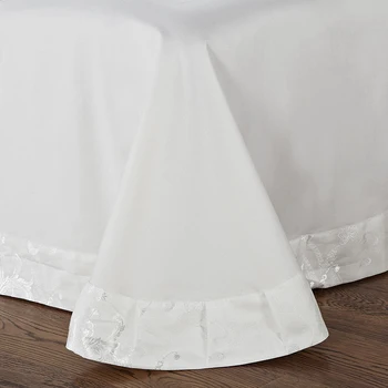 Posteljni set home tekstilne Luksuzni Beli Jacquardske Saten rjuhe kritje nastavite kralj kraljica 4pc Svila/Bombaž bedclothes posteljno perilo Pillowcases