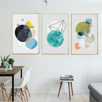 Povzetek Geometrijske Platna Slike Nordijska Minimalističen Plakat in Tiskanje Pop Wall Art Slik, Dnevna Soba Home Office Dekor