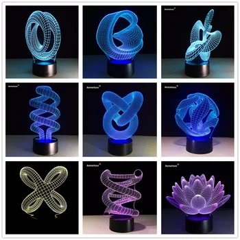 Povzetek Krog, Spirala Bulbing 3D LED Luči Hologram Iluzije 7 se Spremeni barva Dekor Lučka za Najboljši Nočni Svetlobi Darilo Za Dom Deco