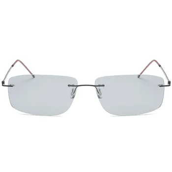Razbarvanje Rimless Sončna Očala Moških Ultralahkih Visoke Kakovosti Kvadratnih Sončna Očala Brez Okvirjev Za Ženske Blagovne Znamke Oblikovalec Zrcalni Objektiv