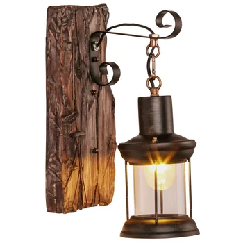 Retro Industrijske Masivnega Lesa Steno Žarnice E27/e26 Ameriškega Podeželja, Mansarda Bar Lesenih svetil za Vintage Doma Dekor Lesk Led Osvetlitev