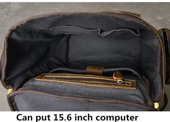 Retro Nori Konj Usnja Moške Nahrbtnik moški računalnik vrečko, Velike Zmogljivosti, 15.6 inch laptop torbe pravega usnja, Potovalne Nahrbtnike