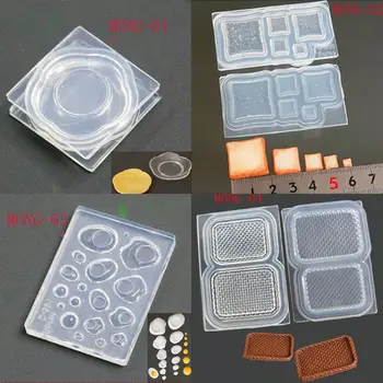 Ročno majhnosti 3D Medu Jar Skledo Sod Steklenico Smolo Plesni Miniture Hrane Igrajo Kruh Toast Polirani Jajce Silikonsko Plesni