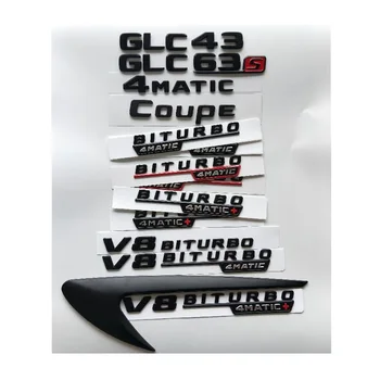 S črnimi Črkami GLC43 GLC63 GLC63s V8 BITURBO 4MATIC+ Fender Prtljažnik, vrata prtljažnika Emblem Emblemi Značke za Mercedes Benz AMG Coupe X253
