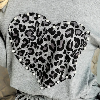 Salon Obrabe Seksi Dvodelni Določa Ženske Jeseni Oblačila Pearl Vrhovi Dolge Hlače Znoj Obleke Elastični Pas Priložnostne Leopard Obleke D30