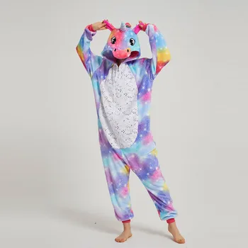 Samorog Pižamo Nastavite Kigurumi Odraslih Flanela Onesie Cosplay Totoro Šiv Mačka Prašičev Anime Pižamo za Ženske, Moške, Otroke Dekle Otrok