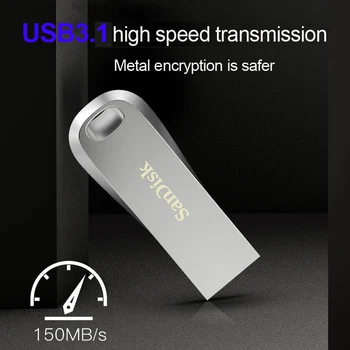 SanDisk Prvotne Prave Kovine Šifriranje ključek USB 3.1 16GB 32GB 64GB 128GB 256GB 150MB/s Visoke Kakovosti Usb ključ