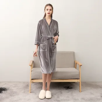 SIVA Kitajski Ženski Jeseni, Pozimi Haljo Obleke Ženske Žamet Velur Seksi More Dolg Rokav Nekaj Ljubitelje Pižamo Kimono M XL 3XL