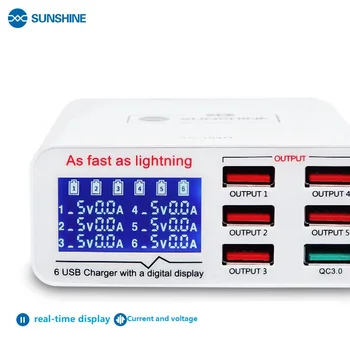 Sunshine SS-304Q 6 USB smart brezplačno podporo QC 3.0 hitro polnjenje, ki se Uporablja za IPAD/iPhone Huawei, Samsung, NASPROTNEGA, vivo, Mi , itd.