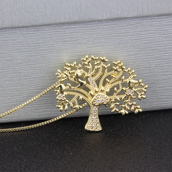 SUNSLL drevo življenja, ogrlico, obesek, ženski nakit, modni 2019 kubičnih cirkonij zlato ogrlico in obesek božična darila