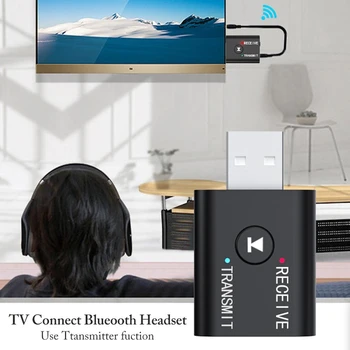 USB Bluetooth 5.0 Adapter 2 v 1, USB, Bluetooth, Sprejemnik/ Oddajnik,AUX-in v 3,5 mm Jack, Denoise HIFI Glasbo za TV