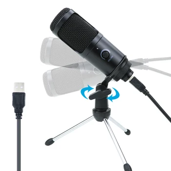 USB Kondenzator Mikrofon za Snemanje zvoka Mic Za PC Računalnik Laptop Poklicne Studio Mikrofoni S Stojalom Za Youtobe VK