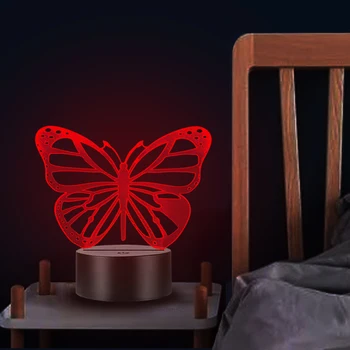 Ustvarjalne Živali Beautiful Butterfly 3D Lučka Noč Svetlobe Visual Lamplight LED USB Iluzijo Multicolor Desk Tabela Dnevna Soba