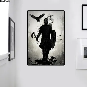 Valhalla Povzetek Risanje Črno Belo Platno Natisne Sliko Modularni Slike Za Dnevno Sobo Plakat Na Steni Doma Dekor