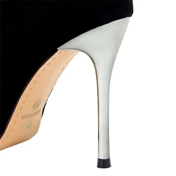 Velikost 34-40 Zimskih Jat Usnja Ženske Črni Škornji Opozoril Kratek Čevlji Slim Zip, Ženska, Čevlji Z Visokimi Petami Mode Dame Gleženj Škornji