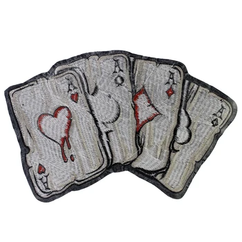 Vezenje Značko Card Poker Z Obliži Železa na Punk Kolo Slog Aplicirano Dekoracijo DIY Obrti