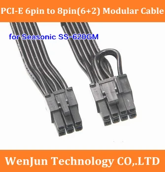 Visoka Kakovost 18AWG Black 30 cm/40 cm/60 cm PCI-E 6 Pin za 8pin(6+2) Modularno Napajanje Kabel za Seasonic SS-620GM serije