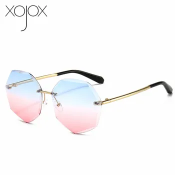 XojoX Letnik Gradient sončna Očala za Ženske Modni Seksi Obrezovanje brez okvirjev sončna Očala Retro Očala Rjave Odtenke UV400