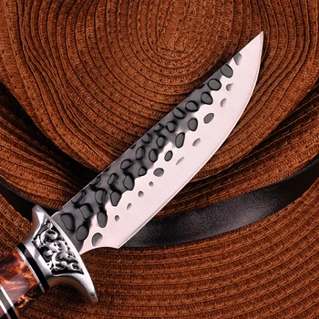 Črna Kovanje Železa Taktično Lovski Nož Prostem Kampiranje Nož Za Preživetje Večnamenski Nož Potapljanje Orodje + Nož Pokrov