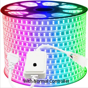 1-12M Dvakrat Zapored RGB LED Trakovi 96LEDs/M 5050 220V Sprememba Barve Svetlobe Trak IP67 vodoodporna LED Vrvi Light +IR Bluetooth Nadzor