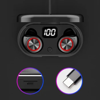 1 Par TW80 Bluetooth 5.0 Auto Seznanjanje TWS Stereo LED Digitalni Zaslon V Uho Brezžične Slušalke Čepkov s Polnjenjem Polje