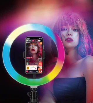 10 Inch RGB Selfie Obroč Svetlobe Nastavek za Stojalo Božično darilo Ličila Live Stream LED Fotoaparat obroč svetlobe, Bluetooth, USB, daljinsko upravljanje