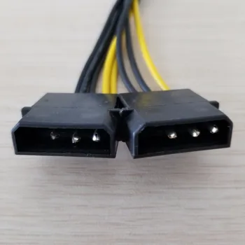 10pcs/veliko Dvojno 4Pin IDE Molex, da PCI-E PCI Express Grafično Video Prikaz Kartice 8Pin Napajalni Kabel 18AWG 15 cm za BTC Rudar