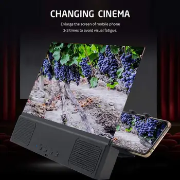 12 inch Mobilni Telefon 3D Zaslon Video Lupo Zložljiva Ukrivljen Razširjeni HD Movie Okrepitvijo Projektor Stojalo Nosilec z Zvočnik