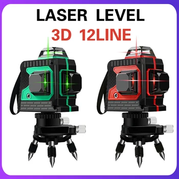 12 Linije 3D Zeleni Laser Ravni Self-Izravnavanje 360 rotacijski navpično vodoravno črto laser ravni