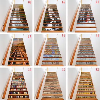 13pcs/set 3D Stopnice, dvižni vod Talne Nalepke Izmenljive Nepremočljiva Samolepilni DIY Stopnišče Decals Freske Doma Dekor