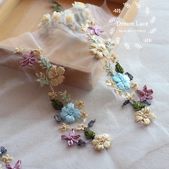 (1pair/veliko) 3D Traku Šivanje Cvetlični Cvetlični Motiv Čipke Aplicirano ,Poroka Poročni Vezenine, Čipke obliž