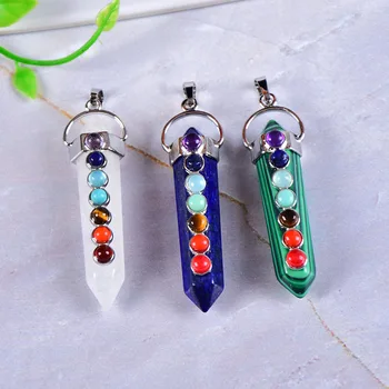1PC Sedmih Čaker Rose Quartz Kamen Obesek Turquoioses Lazuli Moda Za Moške, Ženske, Nakit Barvit Reiki Healing Amulet