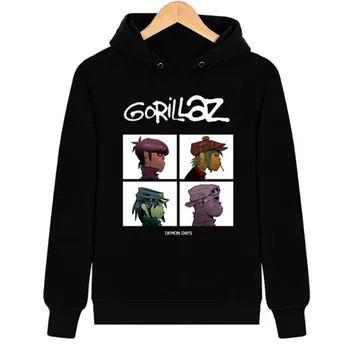 2017 Jeseni, pozimi Rock majica Gorillaz moška oblačila priložnostne Glasbe dolgi rokav Kapičastih pulover s kapuco Plus Velikost XXXL