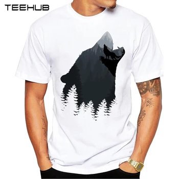 2019 TEEHUB Moda za Moške Volk Gorskih Natisnjeni T-Shirt Kratek Rokav Novost O-neck Design Vrhovi Kul Tee