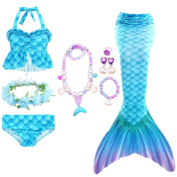 2020 Halloween novi Otroci, Dekleta morska deklica Repi s Fin Kopalke Bikini kopalke Oblačenja za Dekleta Z Flipper Monofin Za Kopanje