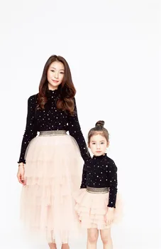 2020 Jeseni, Pozimi Dekliška Oblačila Družino Ujemanje Oblačila z Dolgimi Rokavi Obleka Potegnite čez Pulover Obleko Otroci Oblačila