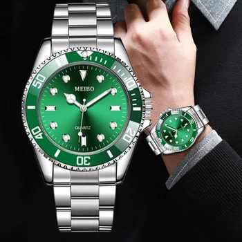 2020 Novi ljudje Gledajo Business Watch Moških Zeleni gumb za Izbiranje Ure iz Nerjavečega Jekla Pasu Modno Moško Uro ročno uro relogio masculino