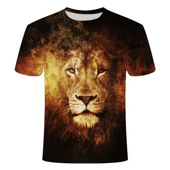 2020 novo 3D lion t-shirt moški živali t-shirt zabavno t-shirt slim 3D natisnjeni t-shirt poletnih vrh