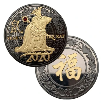 2020 Podgana Leto Izziv Kovanec Kitajski Zodiak Spominek Kovanec Zbirka Umetnostne Obrti, Nove Arriva