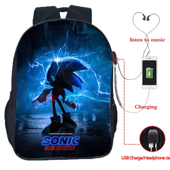 2020 Vroče Igre Sonic Hedgehog Nahrbtnik polnjenje prek kabla USB Vrata /Slušalke Nahrbtnik Najstnik Študent Šolske torbe Laptop torba